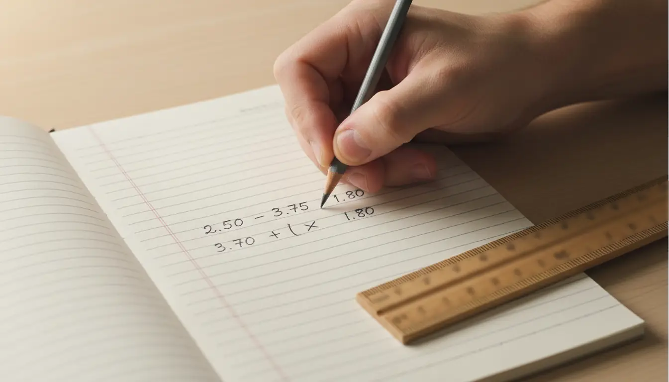 Persona calculando cuotas de apuestas con lápiz y libreta sobre mesa