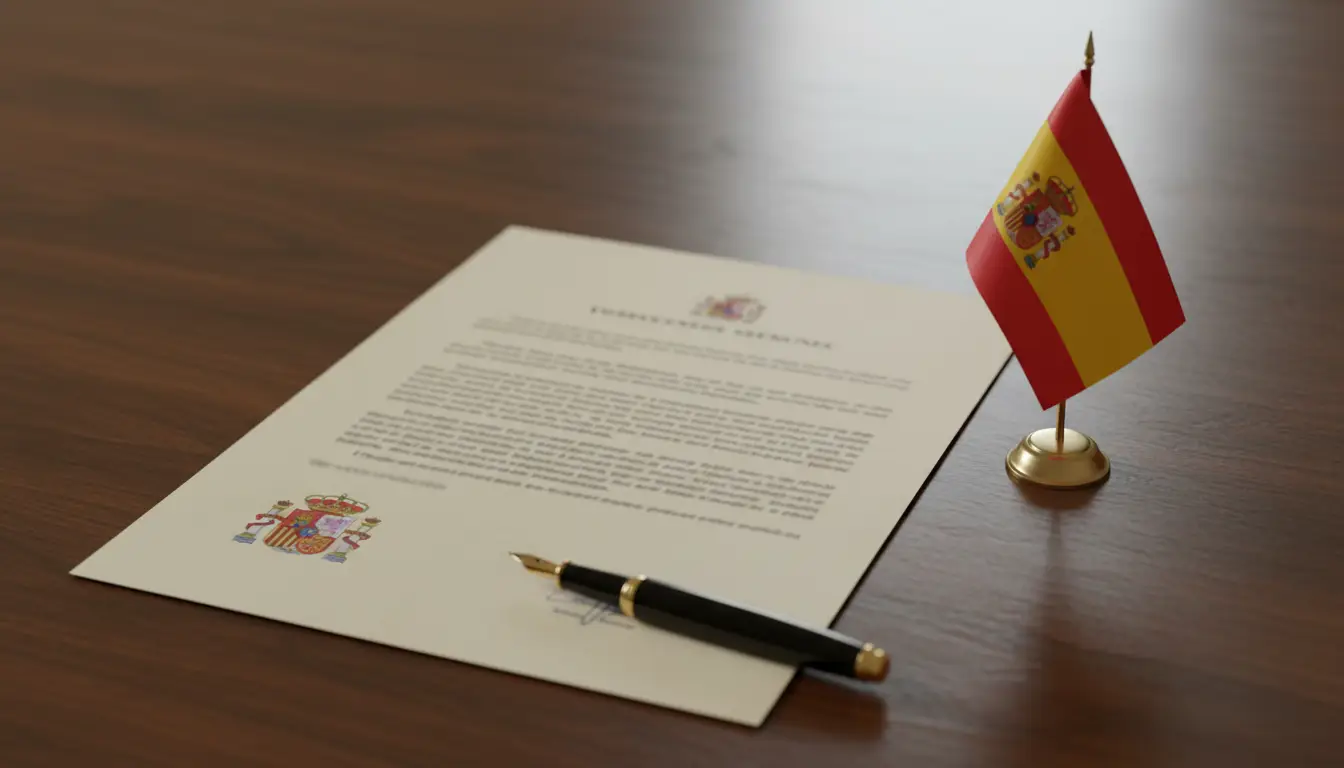 Documento oficial de regulación de juego con bandera de España